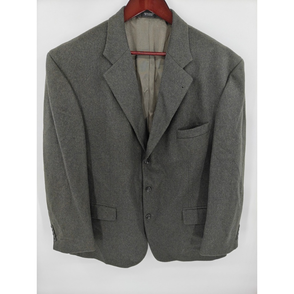 Oscar de la Renta Mens 48R Wool Cashmere Blazer Gray 3 Button Sport Coat 3868